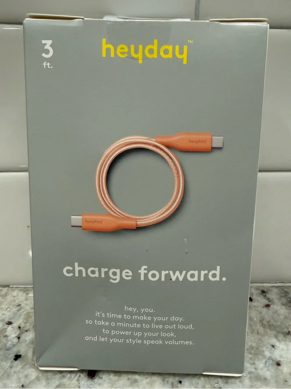 3/$15* heyday 3 ft Braided USB-C Cable - Peach
